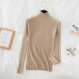 Casual Sweater Women 2021 Long Sleeve Ruffle Sweater Knitted Slim Korean Pullover Solid Bottoming Shirt All Match