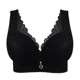 Wire Free Bra Big Size Push Up Brassiere for Women Vest Lace Plus Size Bras 32 to 50 White