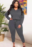 Plus Size V Neck Long Sleeve Top And Pant 2 Piece