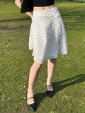 Temperament Light Ripe Wind Folds Thin Wave Point Bump Color Double Mesh Splicing Medium Long A-Word Half-Body Skirt