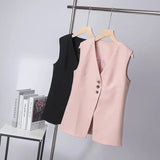 New V-Collar Single-Breasted Two-Color Suit Vest-Outfit