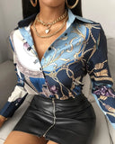 Casaul Retro Print Long Sleeve