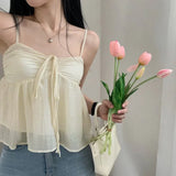 Fashionable Women's Wear Ins Online Celebrity Chao Brand New Fairy Style Wrinkle Loose Show Thin Vest-Outfit