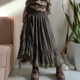 Antique Pleated Small Design Skirt 2023 New High-Waisted A-Shaped Casual Chic Dress-Outfit