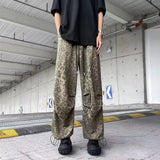 Leopard Print Parachute Trousers Men's Fashion Brand Hiphop Wide-Legged Trousers Loose Straight Tube Trendy Trousers-Outfit