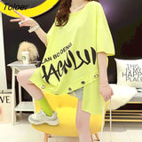 Womens T Shirt Irregular Short Sleeve T-shirt Summer Trend Loose Mid-length Top Fashion Design Oversized Thin Half Sleeve