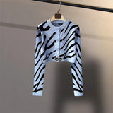 2021 New Leopard Pattern Cardigans Women Vintage V Neck Long Sleeve OL Knitted Cardigan Autumn Korean