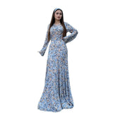 New Women's Casual High-Waisted Crumped Flower Long Sleeve Slim