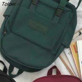 Women Safari Style Patchwork Nylon Multi-pockets Harajuku Waterproof Laptops School Collage Simple All-match
