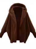 Winter Woman Coat 2022 Very Warm Oversized Cardigan Solid Bat Sleeve Hooded Loose Plush Coats for Women Clothing