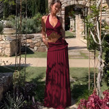New Women's Fashion Sexy V-Neck Hanging Neck Sling Wooden Ear Dress Two