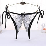 Transparent Embroidery Floral Lingerie G-String Fashion See Through Open Lace Thong Double Strap Hot Girl Underwear