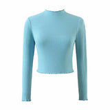spring and autumn women's clothing new simple temperament goddess solid color round neck long sleeve