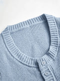 Buttoned Slit Tie Front Knit Top-Outfit