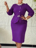 New Elegant Elastic Body Repair Collared High-Waisted Temperament With Hips Solid-Colored