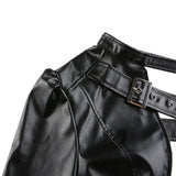 Women Top Punk Style Crop Tops Spring Autumn Clothes Long Sleeve Leather Belt Tees Female Clothing Sexy Club y2k Streetwear-Outfit