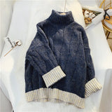 Sweater Women Solid Turtleneck Pullover Thick Sweaters 2022 New Winter Clothes Harajuku Vintage Jumper Loose