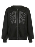 hoodie with zipper and rhinestone