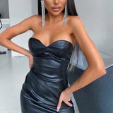Toloer Women's 2024 New Solid Color Sexy Chest Slim Purse Hip Dress Women's Nightclub Wear-Outfit