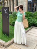 Xixi 2025 Summer Temperament With High Waist Chiffon Leisure Loose Broad Leg Trousers Skirts