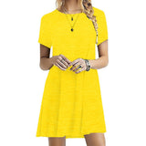 Color Summer Womans Printed Dress Short Sleeve Mini Causal Dress Crew Neck Basic A-line Floral Printed Leopard Thick