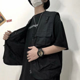 Men's Vest New 2023 Summer Hong Kong Style Relaxed Leisure Men's Trend Large-Size Vest Clip Overcoat-Outfit