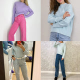 Wixra Women Mock Neck Sweater Autumn Winter New Thick Long Sleeve Loose Pull Jumper Female Basic All Match