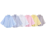 Spring And Summer New Women's Fashion Casual Collar Striped Wide-Sleeved