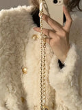 Thick Warm Lamb Wool Coat for Women Loose Casual White Faux Fur Jacket Casacos Femininos Winter 2023 New Goth
