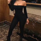 Women Jumpsuits Ladies Clothes Long Sleeve Off Shoulder Bodycon Playsuit Party Jumpsuit Romper Trousers Womens Playsuits-Outfit