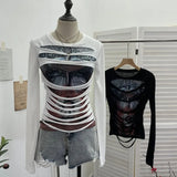 Shooting Design Y2k Vintage T-Shirt Prints Long-Sleeved T-Shirt Slimming Bottom Top
