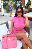 Bubble Texture Crop Top and Shorts Matching Sets Summer Clothes for Women Casual Two Piece Vacation Outfits
