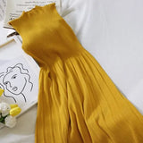 Vintage Half Turtleneck Sleeveless Women Dress Korean 2020 Spring New Arrival Solid Knitted Dresses High Waist