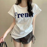 Toloer New Net Red Ins Super Fire Show Thin Shoulder Sweet Cool Short-Sleeved T-Shirt Loose Female Summer Student Coat