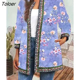 Print Long-Sleeved Cardigan Jacket 2023 Spring Autumn Women's Jacket New Women's Clothing Fashion Boho Coat