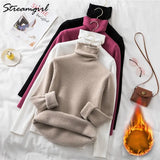 Warm Velvet Sweaters For Women Turtleneck Winter New Casual Basic Knitted Thicken Pullovers Sweater Fleece Women