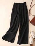 Summer Cotton Linen Women's Wide Leg Pants High Waist Solid Woman Capris Pants Saggy Casual Loose Oversize Flared