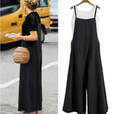 2025 Cotton Backpack Trousers Loose Solid Color Strap Broad Leg Pants Casual