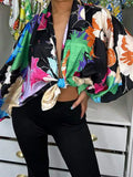 New Printed Lantern Long Sleeve Blouse 2022 Summer Fashion Casual Lapel Top Shirt Female Breathable Chiffon