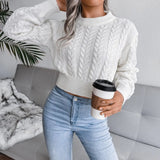 Twist Waist Knitted Top Autumn/Winter New Style Navel Short Slimming Women's Solid Color