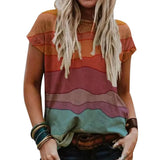 New Classic Style Print Summer T-shirt Retro Round Neck T-shirts Ladies Short Sleeve Loose Female Casual Tees 2021