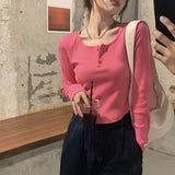 Color Y2k Crop Tops Women Sexy Slim Knitted Bloused Long Sleeve Tees Female 2022 Summer Clothing Elegant Tshirt Korean