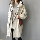 Spring Autumn Trench Coat Women 2020 New Casual Long Fashion Hooded Windbreaker Zipper Pocket Female Large size
