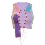 8 Colors Sexy Hollow Out Women Long Sleeve Crop Tops Striped Patchwork Drawstring Ribbed Bandage Fitness