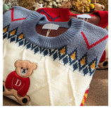 Winter Bear Sweater Casual Cartoon Patchwork Pullover Lazy Harajuku Sweater Knit Streetwear Oversized Pullover