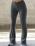 Women Ribbed Knitted Long Pants High Waist Solid Color Slim Fit Bell-Bottoms Leggings Flare Pants Streetwear 2023 New-Outfit