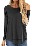 Women's Clothing 2025 Autumn And Winter Round Collar Long-Sleeved T-Shirt Solid Color Loose Top Before The Short And Rear Long Tuxedo Women's