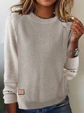 Sheintemu Autumn And Winter Round Collar Long-Sleeved Women's Sweater