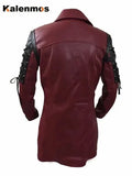 Coat Men Faux Leather PU Trench Jacket Medieval Goth Spring Fall Top Streetwear Vintage Gothic Moto Biker Outwear Abrigos-Outfit