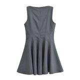Spring Skate Sleeveless Solid Color Mini Dress 4043041-Outfit